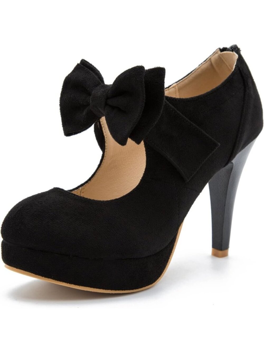 Stylish Women's Platform Mary Jane Pumps with Bow, High Heel, Closed Toe, Zip